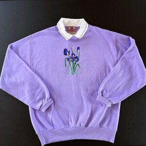 Vintage Top Stitch by Morning Sun Sweatshirt Collar Iris Lady Bug Size Medium